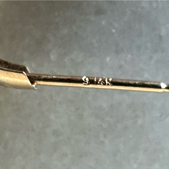 14k Solid Gold Two Toned Etched Post Earrings - Picture 14 of 16